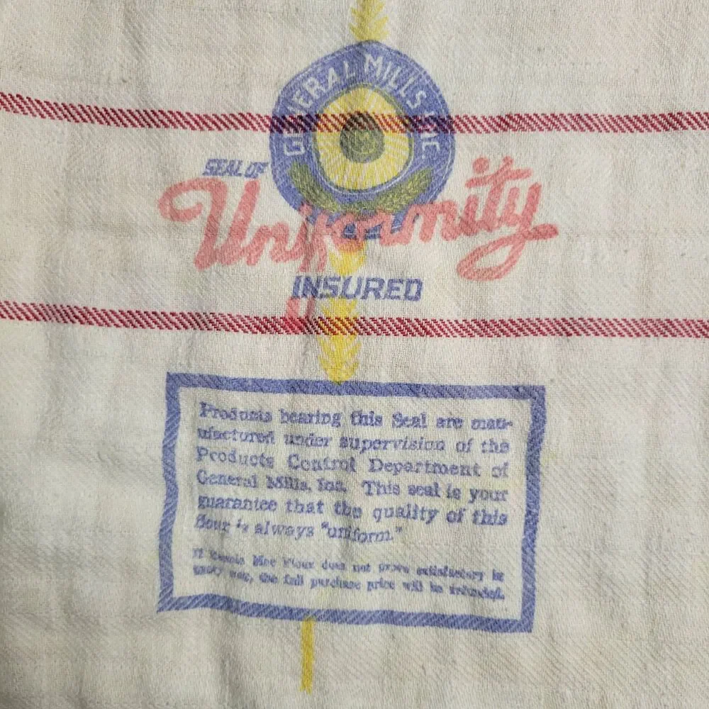 Vtg Bonnie Mae Flour Sack Towel Bag General Mills Cotton Farmhouse Boho Rustic